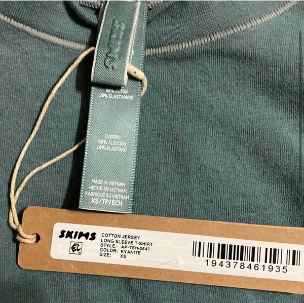 SKIMS Cotton Jersey Long Sleeve T-Shirt XS - Image 4