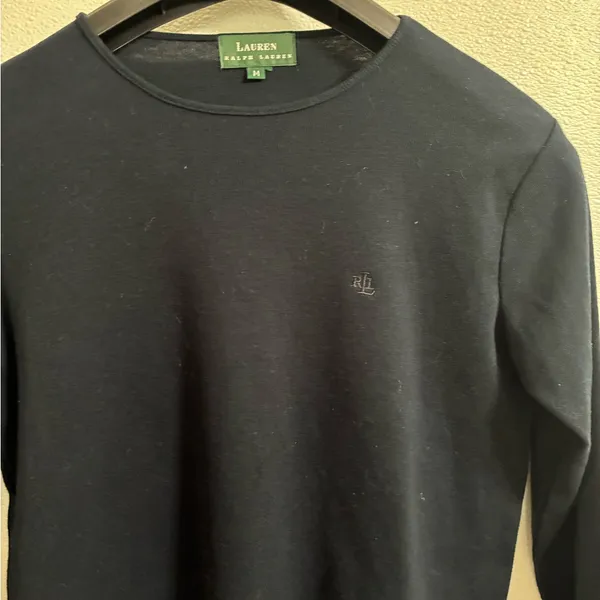 Lauren Ralph Lauren Navy Blue long sleeve knit shirt M - Image 4