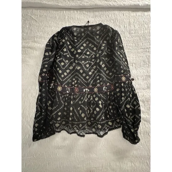 Sea New York Maja Top Cotton Size XS Boho Peplum Embellished - Image 5