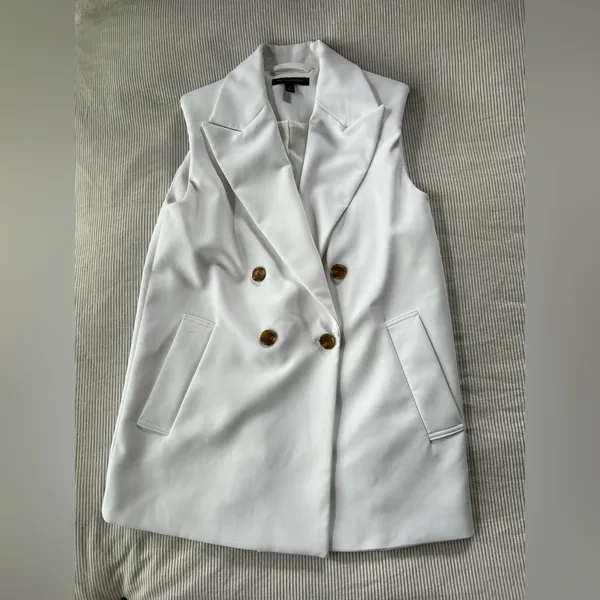 Banana Republic White Sleeveless Blazer Vest - Image 5