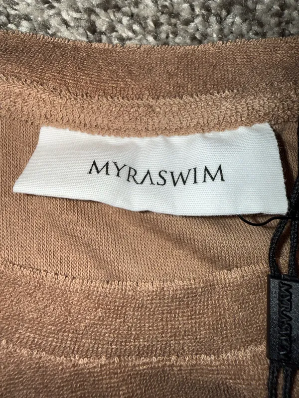 MYRASWIM Short Sleeve Faux Suede Cropped Tee - Image 3