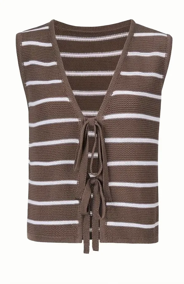 Brown and white stripped tie top - Image 2