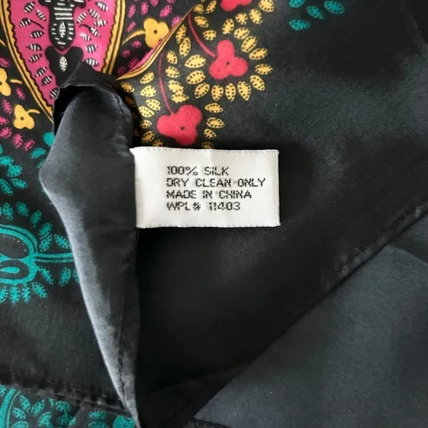 Diane Von Furstenberg 100% Silk Scarf Black Multicolor Paisley Plaid Luxury - Image 7