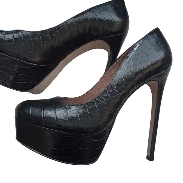 Steve Madden Black Croc Leather Stiletto Heel Shoe Size 7.5 - Image 6