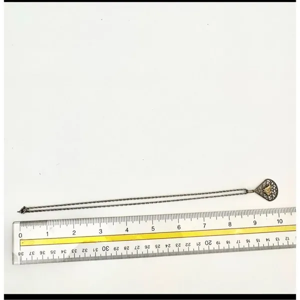 silver and gold tone horse teardrop pendant necklace - Image 7