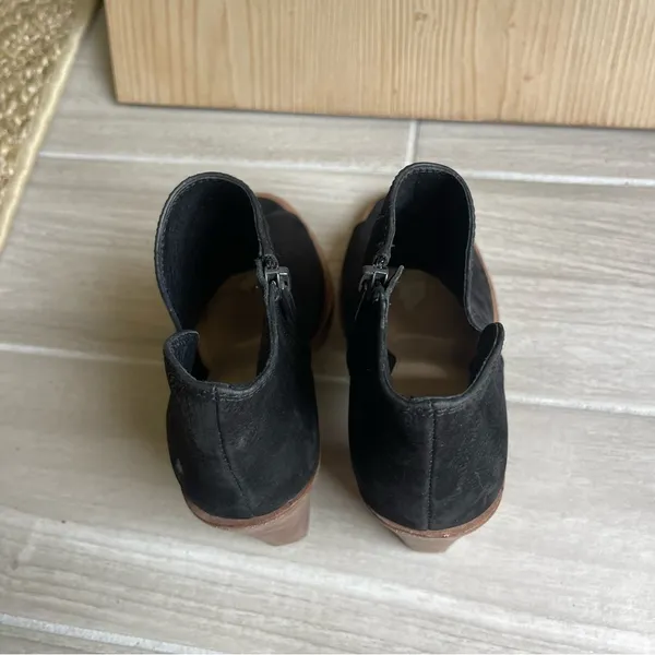 Black Leather Peep Toe Booties - Image 3