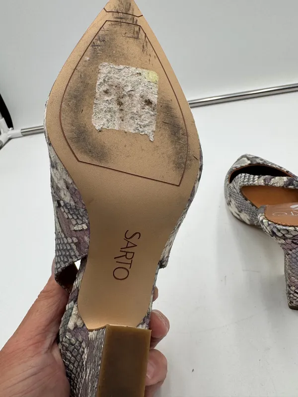 Sarto Sophie Snake Print Slingback Heels Womens US 6 Pointed Toe Leather - Image 5