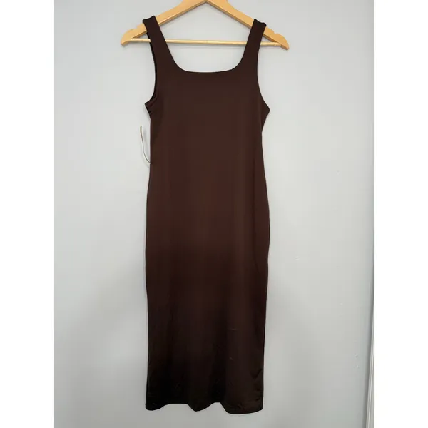 CAARA Contouring Tank Midi Chocolate Brown Shaping Stretchy Midi Medium - Image 3