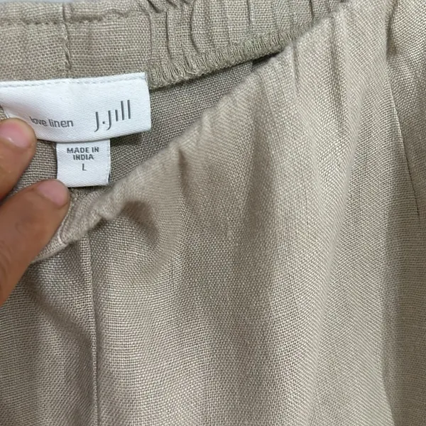 J Jill Love Linen Pants Flax Women’s Beige Tan Elastic Waist - Image 5
