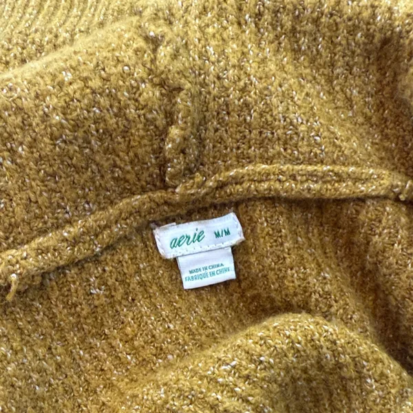 Aerie Waffle Knit Hoodie‎ in Mustard Yellow Size Medium - Image 4