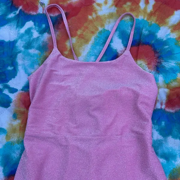 Pink Glittery Spaghetti Strap Dress - Image 3