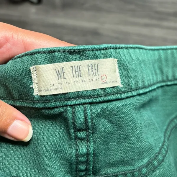 Free People We the Free Zip It Up Mini Jean Skirt Green Cotton size 31‎ *251 - Image 8
