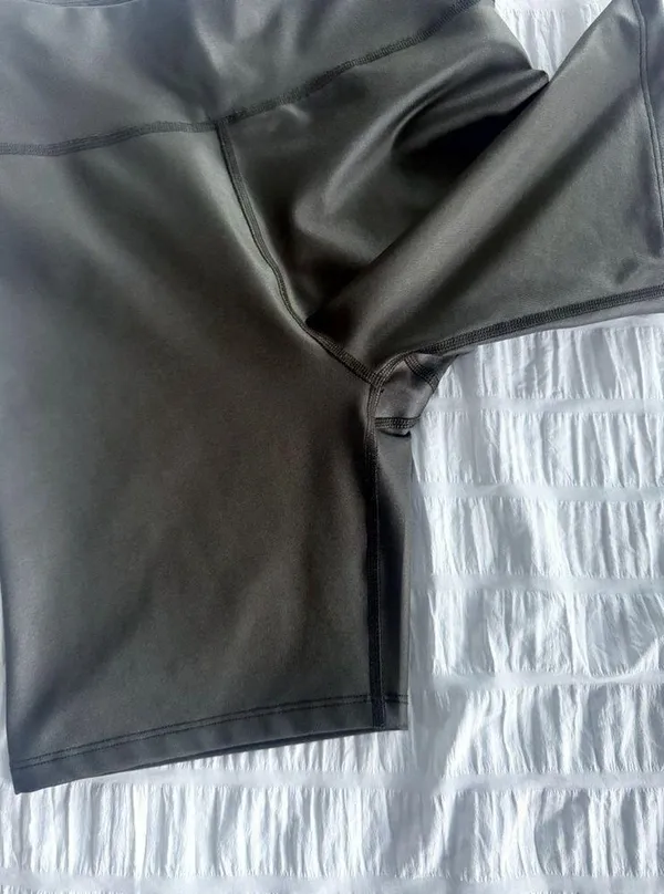 Abercrombie & Fitch Metallic Sheen Biker Shorts Size Small Bike Green Brown - Image 2