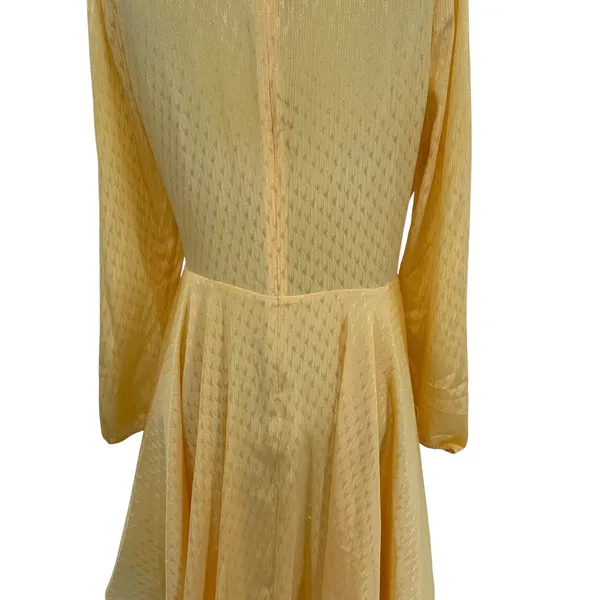Maje Roseau Jacquard Skater Dress Long‎ Sleeve Yellow Size 40 US Large - Image 12