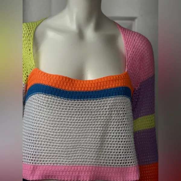 Unbranded Colorblock Colorful Women's Crochet Sweater - Image 11