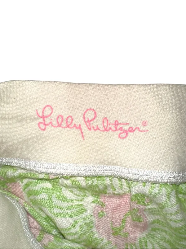 Lilly Pulitzer The Beach Pant Linen Pink & Green Wide Leg Drawstring Pants LARGE - Image 3