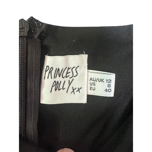 Princess Polly Black Square Neck Puff‎ Sleeve Ruffle Hem Mini Dress US 8 - Image 2