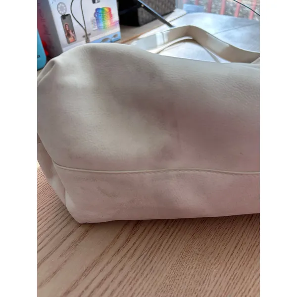 A New Day New Womens Universal Thread Faux Leather Look Handbag Purse Cream 15”x16” w/flaw - Image 13