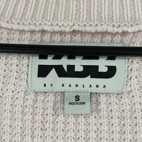KBB by Kahlana Pink Waffle Knit Oversized Button Front Cardigan Sweater Small - Image 6