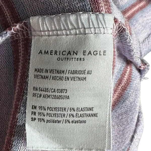 American Eagle Women’s Striped Long Sleeve Top XS Purple Soft Stretch‎ Casual - Image 6