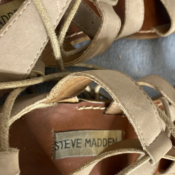 Steve Madden Gabriela Lace Up Gladiator Suede Sandal Taupe Size 7.5 - Image 7