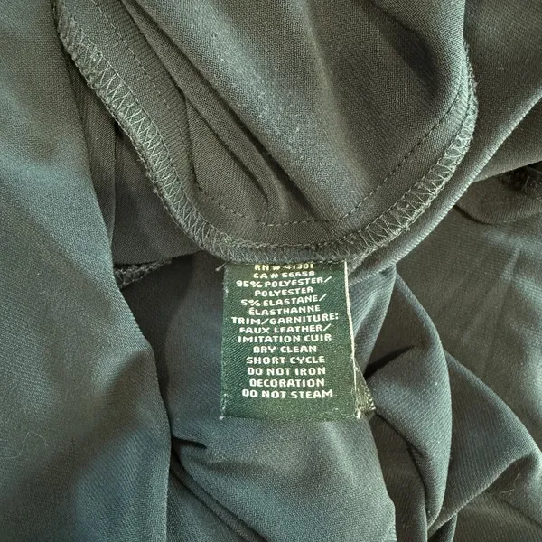 Ralph Lauren Dark‎ Green Jonni Faux Leather Trim Ruched Sheath Dress Size 16 - Image 10