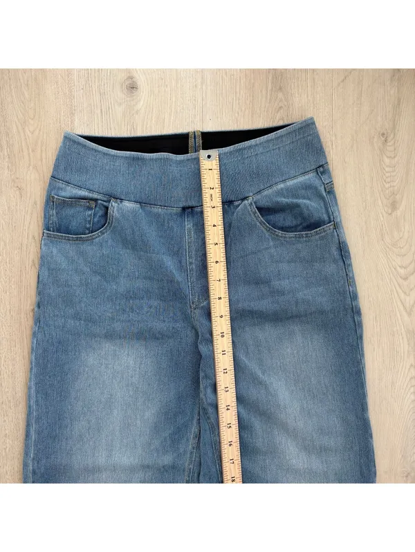 Halara EUC Women's Light Wash Wide Leg Pull On Jeans Size M - Image 3