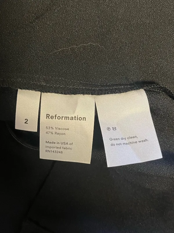 Reformation Black Square-Neck Button-Front Midi Dress Size 2 - Image 2