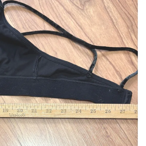 Pink Victoria's Secret Bralette Womens Small Black Crushed‎ Velvet Strappy Back - Image 6