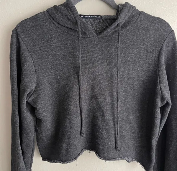 Brandy Melville Cropped Pullover Hooded Sweatshirt - Image 2
