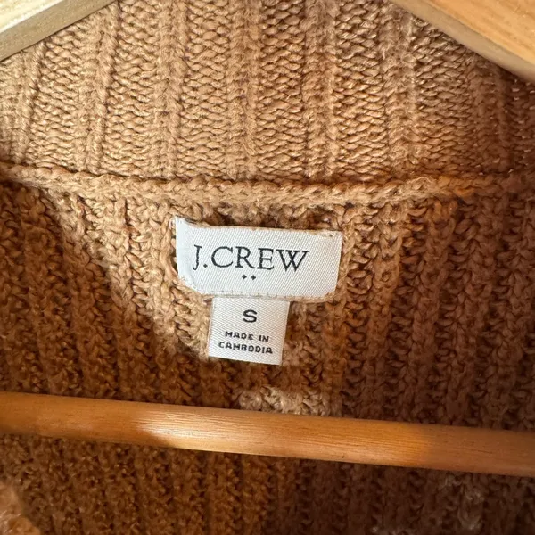 J. Crew Cotton Blend Cable Knit Sweater‎ Mock Neck in Beige / Tan size Small - Image 5