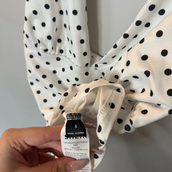 SHEIN Polka Dot Ruched Plunge Top  - Image 4