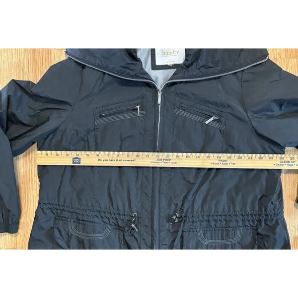 Laundry By Shelli Segal Jacket Black Lightweight Raincoat Pockets See Note Size - Image 8