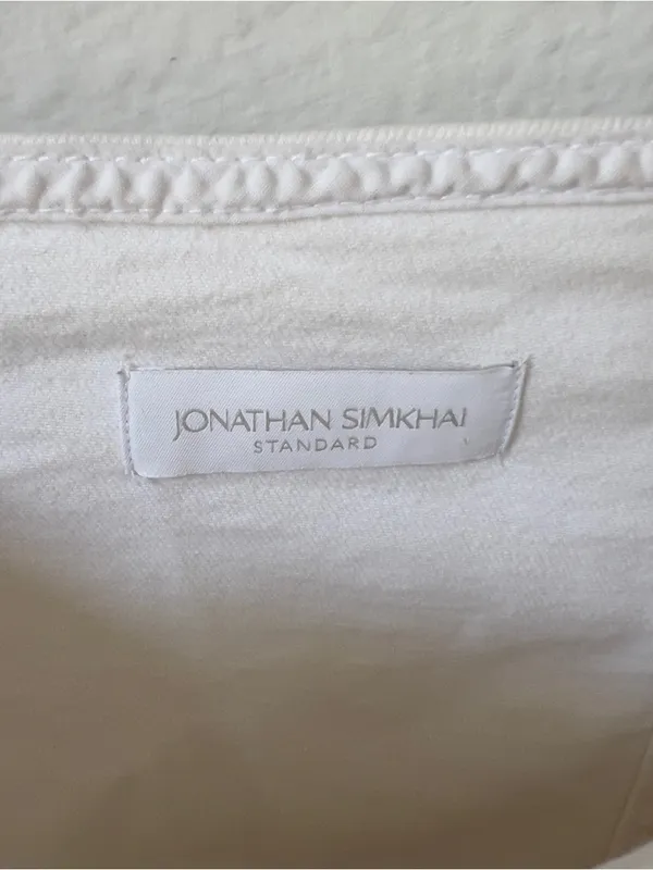 JONATHAN SIMKHAI STANDARD Poppy Puff-Sleeve Denim Mini Dress- White - Image 7