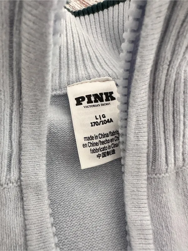 VS PINK Après Ski Light Blue Zip-Neck Sweater - Image 5