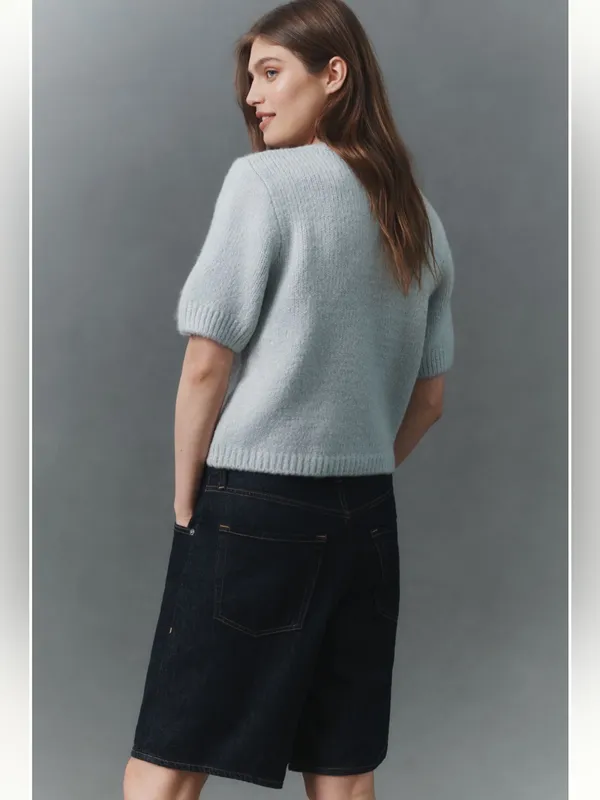 Anthropologie Maeve Short-Sleeve Bow Cardigan Sweater - Image 4