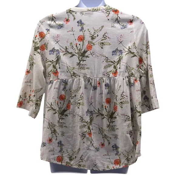 Jones‎ And Co Linen Popover Top Cream 1X - Image 2