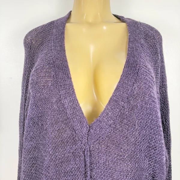 Free People Wool Alpaca V-neck Sweater Sz M Purple Cozy Slouchy - Image 2
