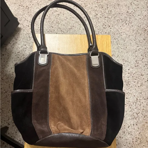 TIGNANELLO Leather Suede Hobo Shoulder Bag Purse Brown Women's Satchel - Image 2