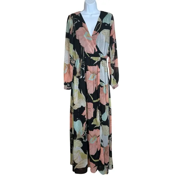 Lulu's Wonderous Water Lilies Maxi Dress Medium Boho Floral Garden Flower Party - Image 3