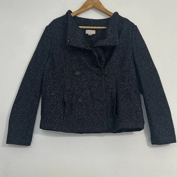 LOFT Black Blazer with Wide Lapel and Asymmetrical Closure - Image 9