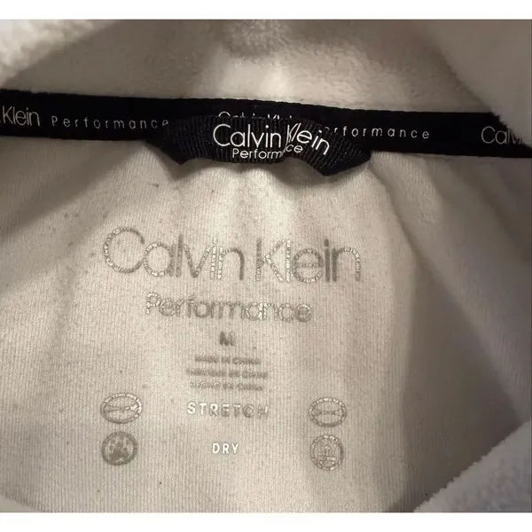 Calvin Klein Performance Cream Ivory High Neck Fleece Sweatshirt Women’s Size M - Image 7