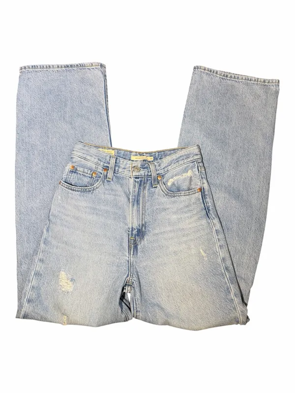 Levi's Ribcage Light Wash Distressed Wide-Leg Jeans Size 24 - Image 4