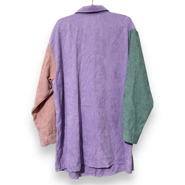 PRETTY LITTLE THINGS 10 color block corduroy pocket front oversized shirt dress - Image 9