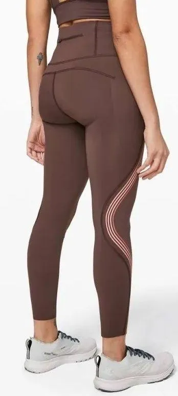 Lululemon Speed Light Tights Pink Side Stripes Pockets - Image 2