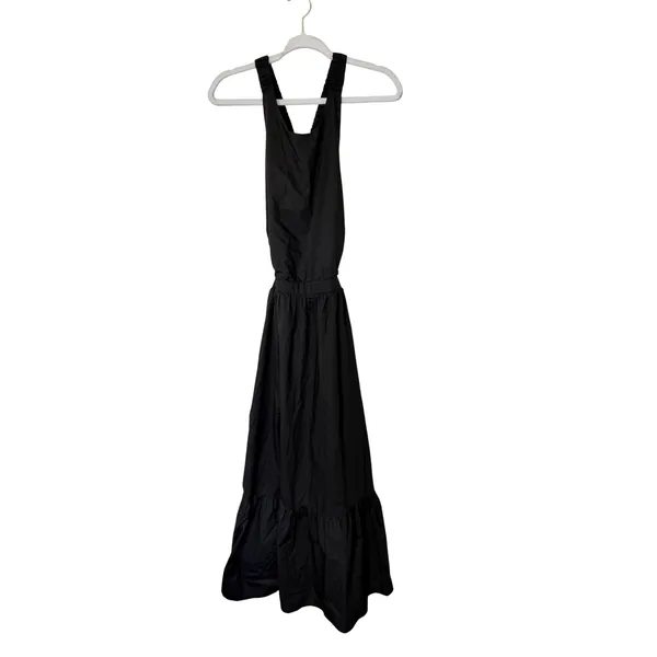 English Factory Dress Black Open‎ Back Crisscross Strap Tiered Midi Small NEW - Image 4
