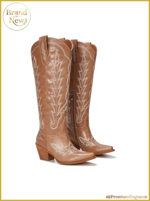 Brand New Still in box! Women's Tan Embroidered Western Heeled Boots - Image 5