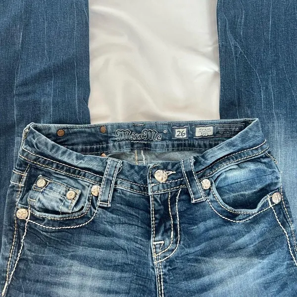 Miss Me Boot Cut Jeans with Silver Accents - Image 3