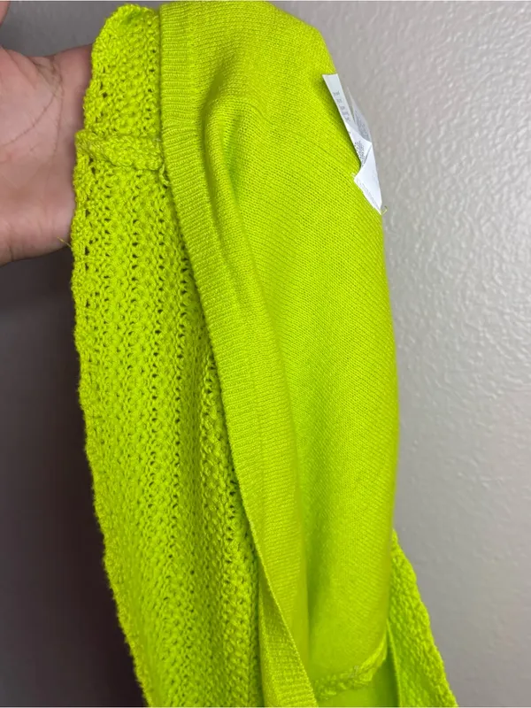 Aerie green crochet knitted cotton ribbed top large Halloween beetlejuice fall p - Image 5
