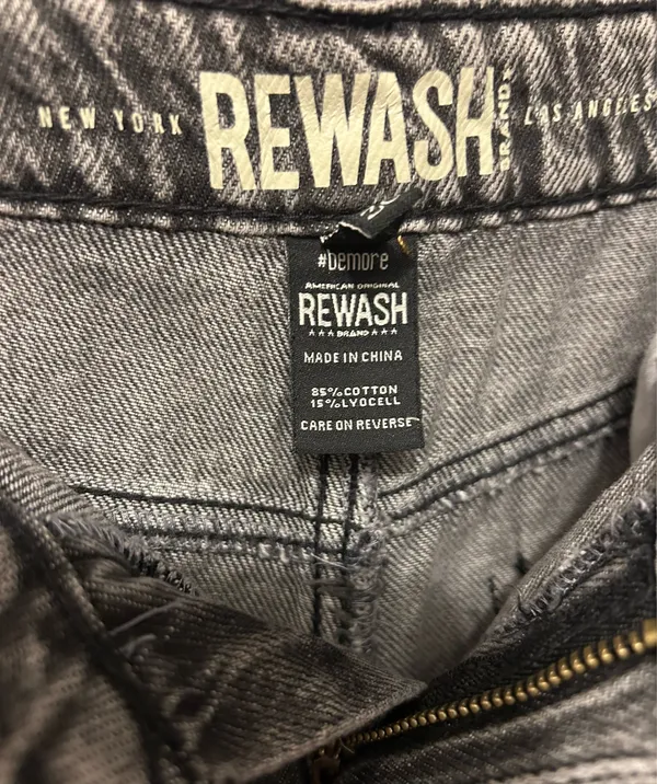 Charcoal Acid Wash Wide Leg Vintage Streetwear Denim Jeans - Image 4